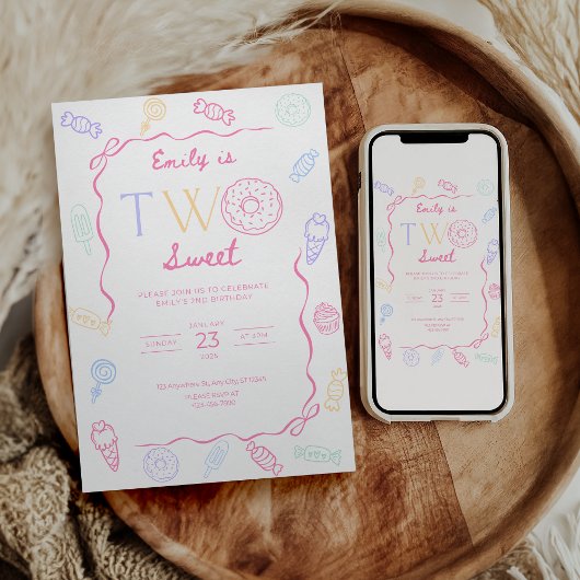 Two Sweet Birthday Invitation Sweet 2nd Birthday  招待状
