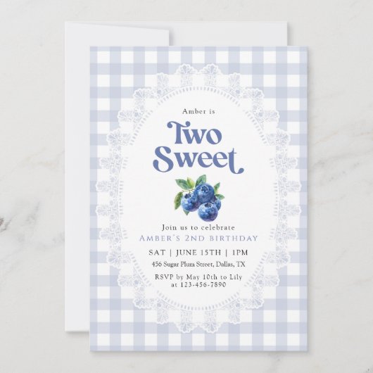 Two Sweet Blueberry Birthday 招待状 (正面)