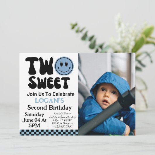 Two Sweet Boy 2nd Birthday写真 招待状 (スタンド正面)