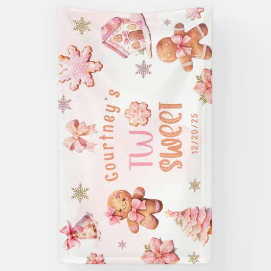 Two Sweet Christmas Cookie 2nd Birthday 横断幕 (縦)