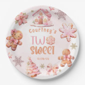 Two Sweet Christmas pink 2nd birthday cookies ペーパープレート (正面)