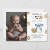 Two Sweet Cookie and Milk Birthday Party 招待状 (正面)