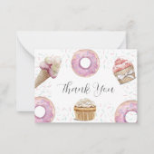 Two Sweet Cupcake & Donuts 2nd Birthday Thank You ノートカード (正面)