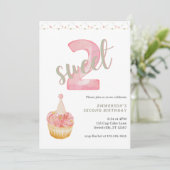 Two Sweet Cute Cupcake 2nd Birthday 招待状 (スタンド正面)
