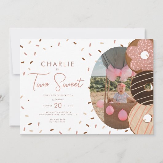 Two Sweet Donut 2nd – ガールズフォト誕生日 招待状 (正面)