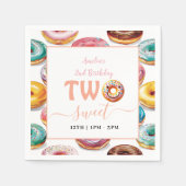 Two Sweet Donuts 2歳の誕生日パーティー スタンダードカクテルナプキン (正面)
