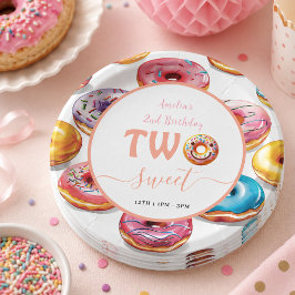 Two Sweet Donuts 2歳の誕生日パーティー ペーパープレート