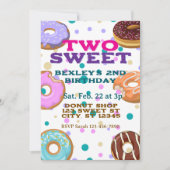 TWO Sweet, donuts and dots 2nd Birthday 招待状 (正面)