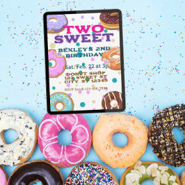 TWO Sweet, donuts and dots 2nd Birthday 招待状