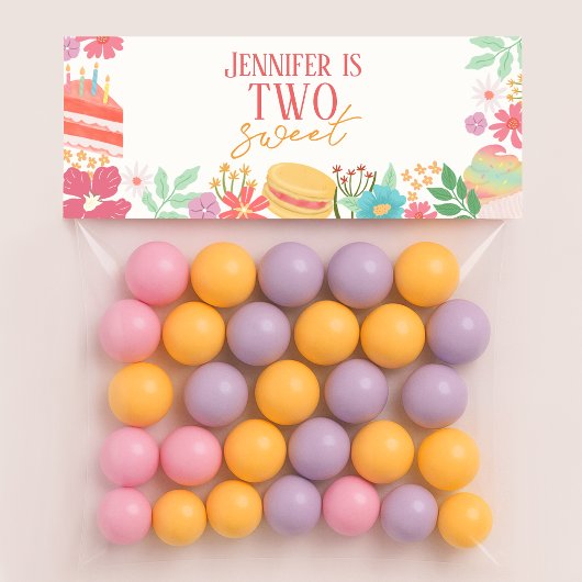 Two Sweet Floral Dessert Goodie Treat Bag Topper ノートカード