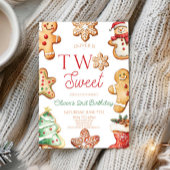Two Sweet Gingerbread Cookie 2nd Birthday Party 招待状