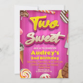 Two Sweet - Girl 2nd Birthday 招待状 (正面)