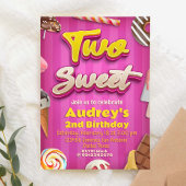 Two Sweet - Girl 2nd Birthday 招待状