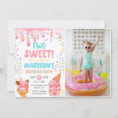 Two Sweet Girls Ice Cream 2nd Birthday写真 招待状 (正面)