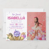 Two Sweet Girls Ice Cream 2nd Birthday写真 招待状 (正面)