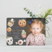Two Sweet Halloween Sweets Girl 2nd Birthday写真 招待状 (スタンド正面)