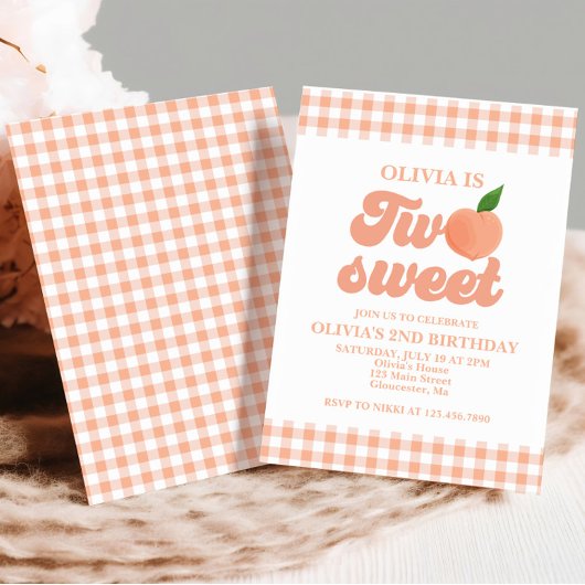 Two Sweet Peach 2歳の誕生日招待状 招待状