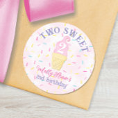 TWO SWEET PINK PURPLE ICE CREAM 2nd Birthday Girl ラウンドシール