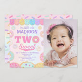 TWO SWEET RAINBOW DOUT 2nd Birthday写真 招待状 (正面/裏面)