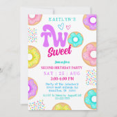 Two Sweet Sprinkle Doughnut Second Birthday Party 招待状 (正面)