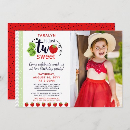 TWO SWEET STRAWBERRY第2回誕生日パーティー 招待状 (正面/裏面)