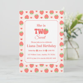 Two Sweet Strawberry Girl’s 2nd バースデーパーティー 招待状