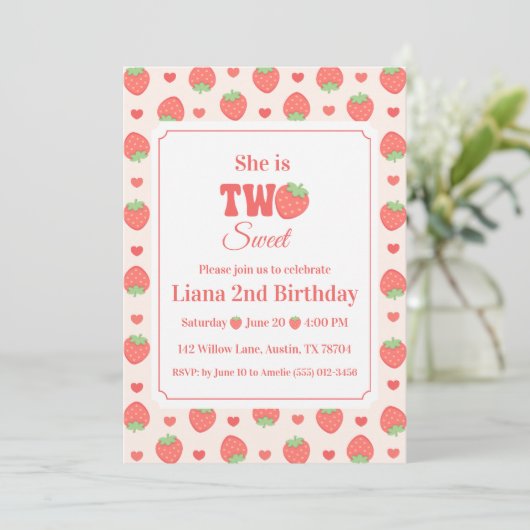 Two Sweet Strawberry Girl’s 2nd バースデーパーティー 招待状 (スタンド正面)