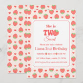 Two Sweet Strawberry Girl’s 2nd バースデーパーティー 招待状 (正面/裏面)