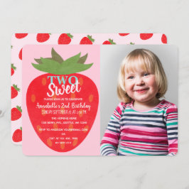 Two Sweet Strawberry Kids第2誕生日写真 招待状