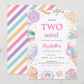 Two Sweet Sweets Candy Birthday Invitation 招待状 (正面/裏面)