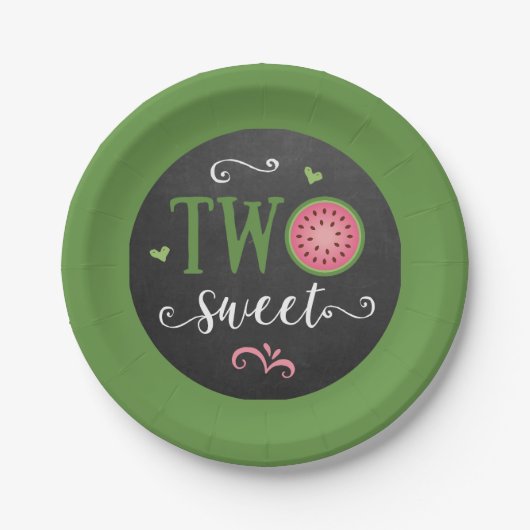 Two Sweet Watermelon 2nd Birthday Paper Plate ペーパープレート (正面)