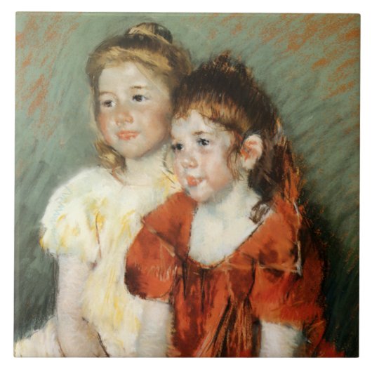 Two Sweet Young Girls (by Mary Cassatt) タイル (正面)