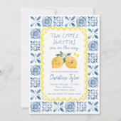 Two Sweeties Lemon Baby Shower, Twins Baby Shower  招待状 (正面)