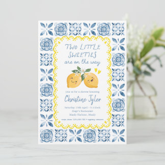Two Sweeties Lemon Baby Shower, Twins Baby Shower  招待状