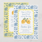 Two Sweeties Lemon Baby Shower, Twins Baby Shower  招待状 (正面/裏面)