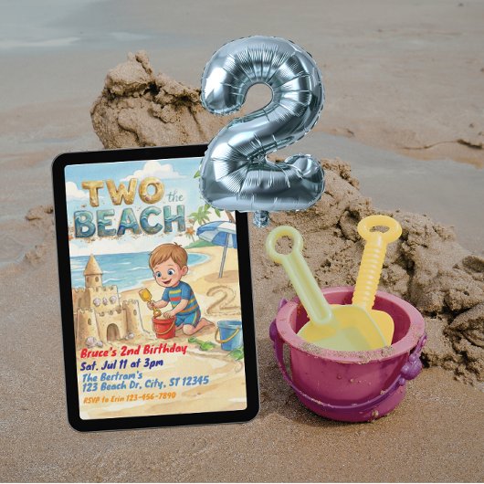 Two the Beach 2nd Birthday 招待状
