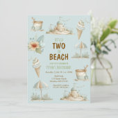 Two the Beach Summer Kids Birthday Invitation 招待状 (スタンド正面)