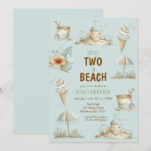 Two the Beach Summer Kids Birthday Invitation 招待状 (正面/裏面)