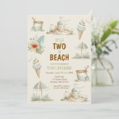 Two the Beach Summer Kids Birthday Invitation 招待状 (スタンド正面)