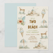 Two the Beach Summer Kids Birthday Invitation 招待状 (正面/裏面)
