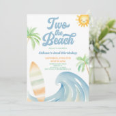 Two The Beach Surf Blue 2歳の誕生日パーティー 招待状 (スタンド正面)