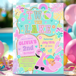Two The Lake Preppy Girly 2nd Birthday Pool Party 招待状