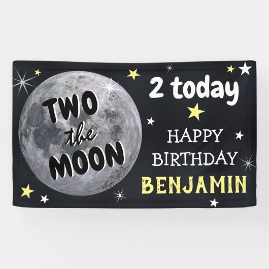 Two the Moon キッズ 2歳の誕生日パーティーウェルカム 横断幕 (横)