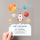 TWO THE MOON スペースロケットキッズの誕生日 アクリル招待状 (インサイチュ (ポータブル))