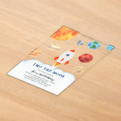 TWO THE MOON スペースロケットキッズの誕生日 アクリル招待状 (レイダウン)