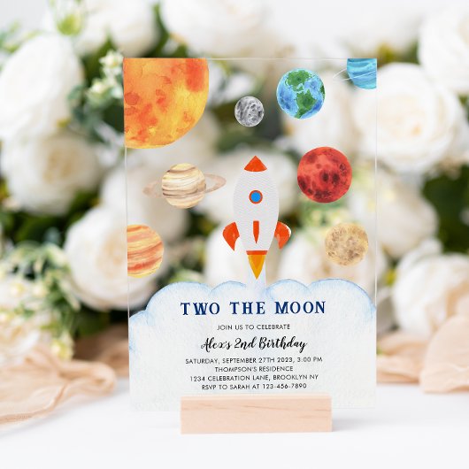 TWO THE MOON スペースロケットキッズの誕生日 アクリル招待状