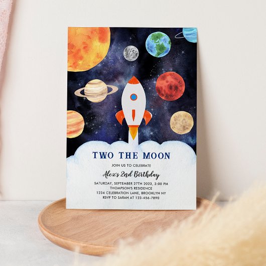 TWO THE MOON スペース ロケット シップ 誕生日 招待状