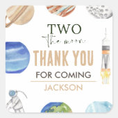 Two The Moon | モダン宇宙 2歳の誕生日デコレーション スクエアシール (正面)