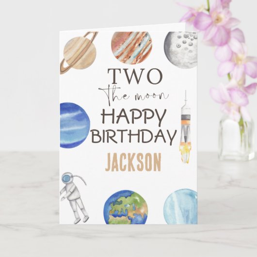 Two The Moon | モダン宇宙 2歳の誕生日装飾 カード (蘭)