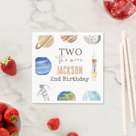 Two The Moon | モダン宇宙 2歳の誕生日装飾 スタンダードカクテルナプキン